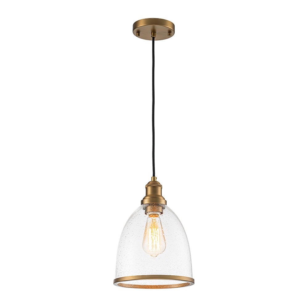 Sienna seeded glass dome pendant – on white