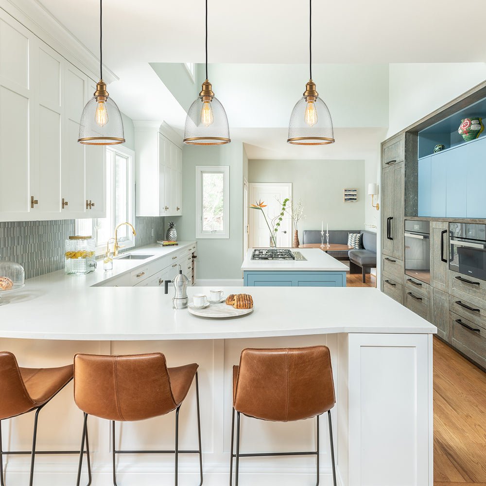 Sienna seeded glass dome pendant – over a kitchen island