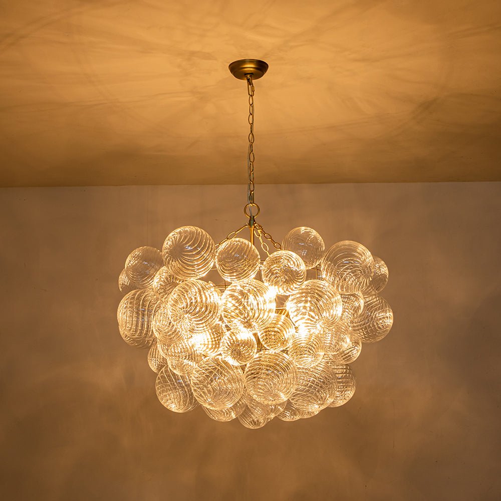 Annika bubble chandelier – lit with a warm glow, larger size