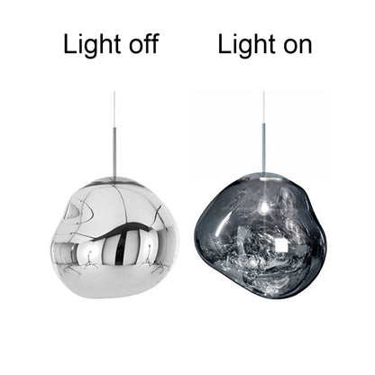 Maribel melt pendant – in grey, light off and on