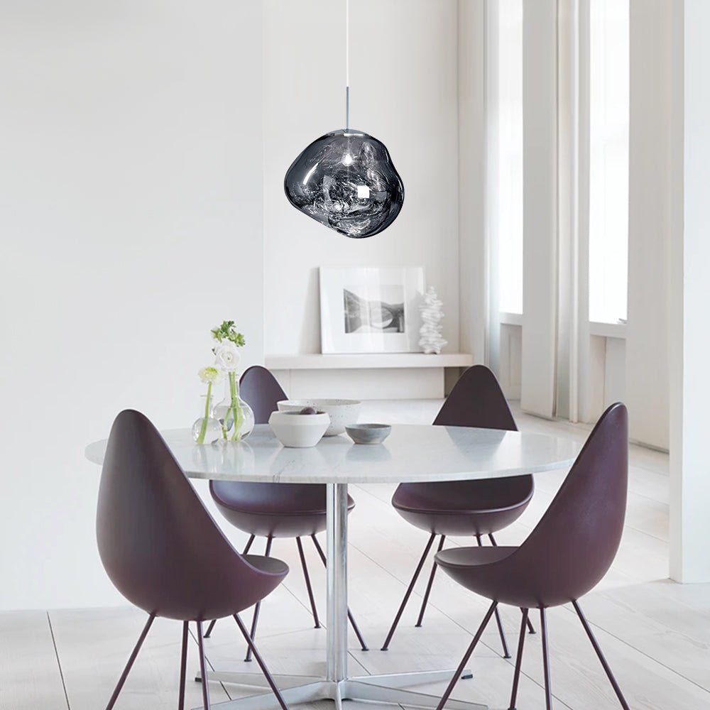 Maribel melt pendant – in silver over a dining table