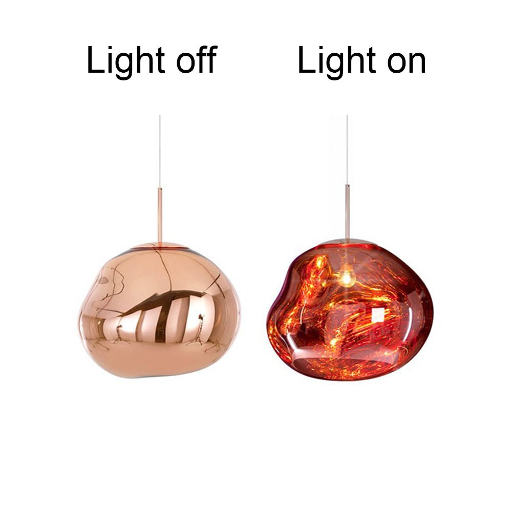 Maribel melt pendant – in amber, light off and on