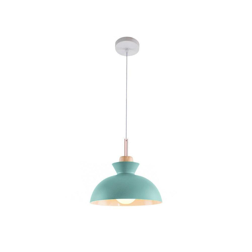 Solene cyan dome pendant light, on white