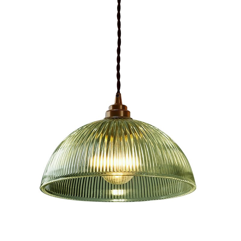 Eleonora ribbed glass pendant light – in green on white