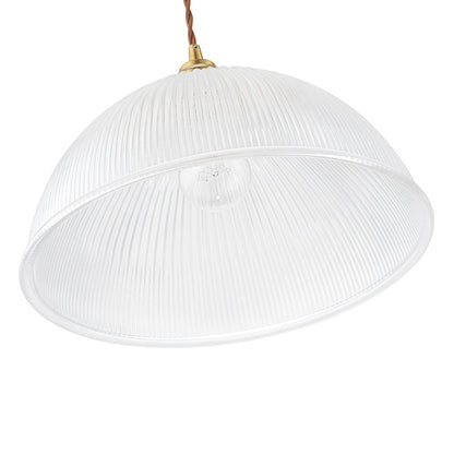 Eleonora ribbed glass pendant light – clear shade close view