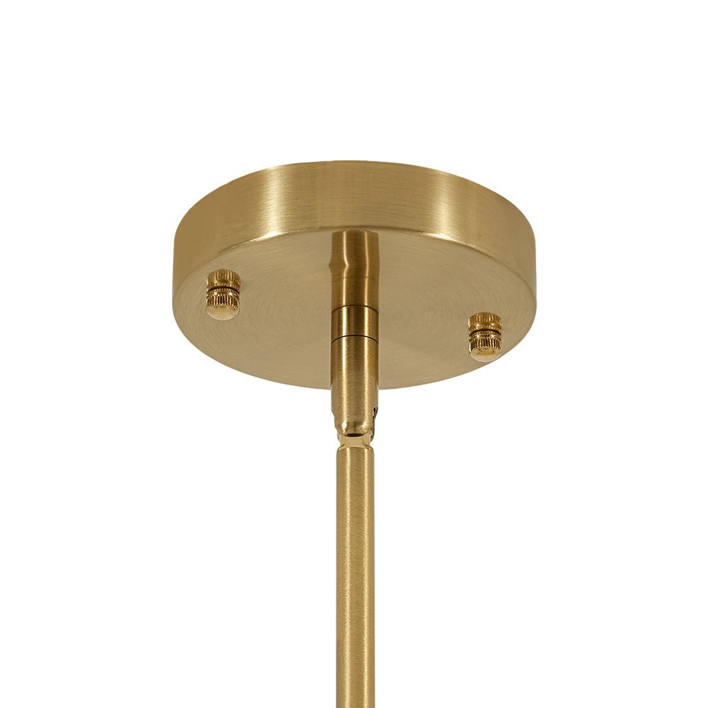 Eleonora ribbed glass pendant light – brass canopy and rod close-up