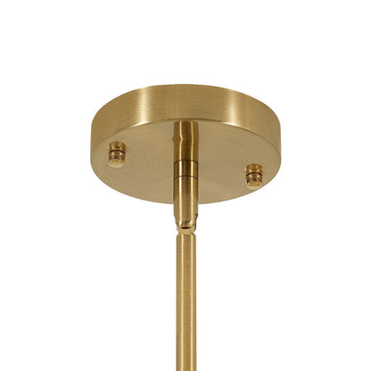 Eleonora ribbed glass pendant light – brass canopy and rod close-up