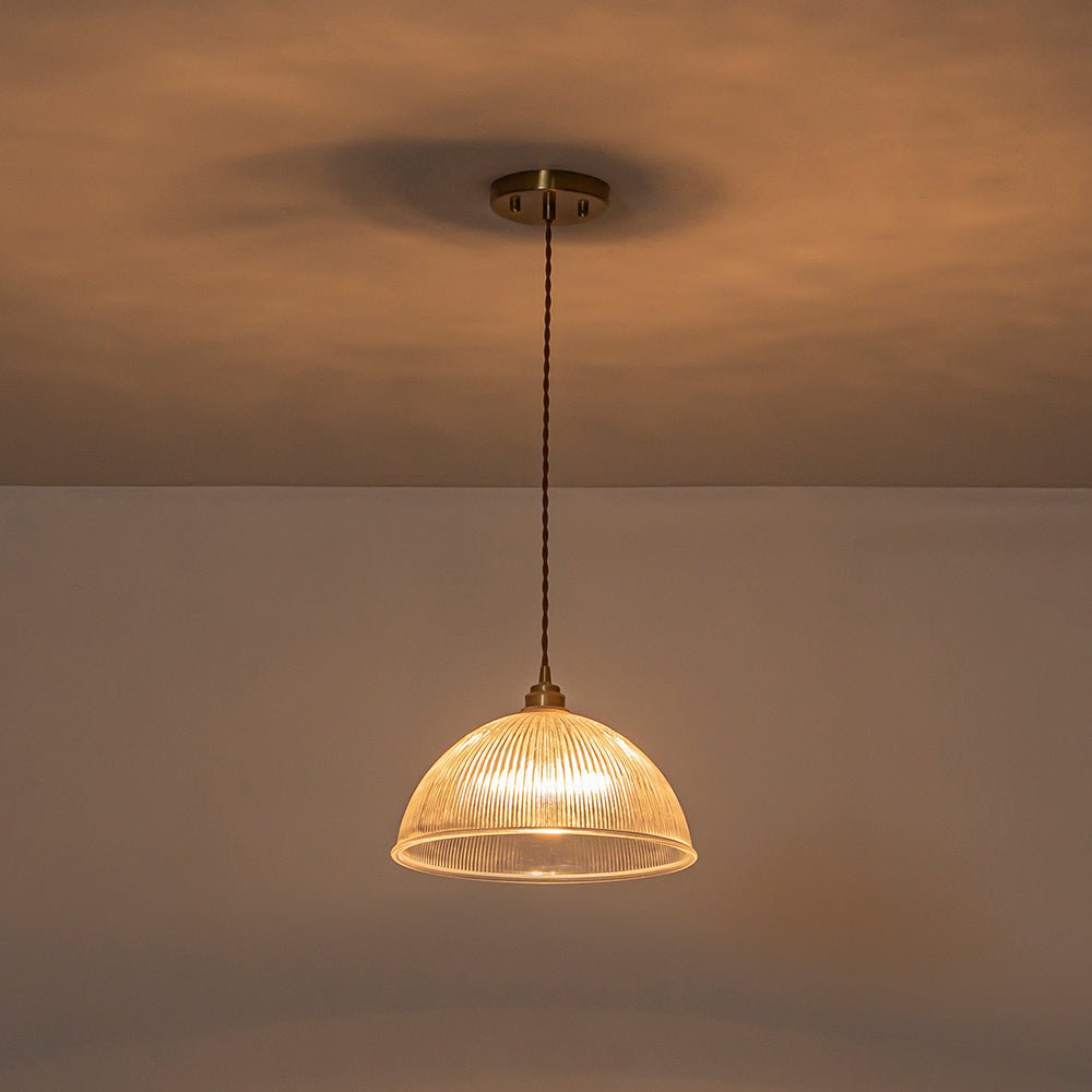 Eleonora ribbed glass pendant light – with a warm glow