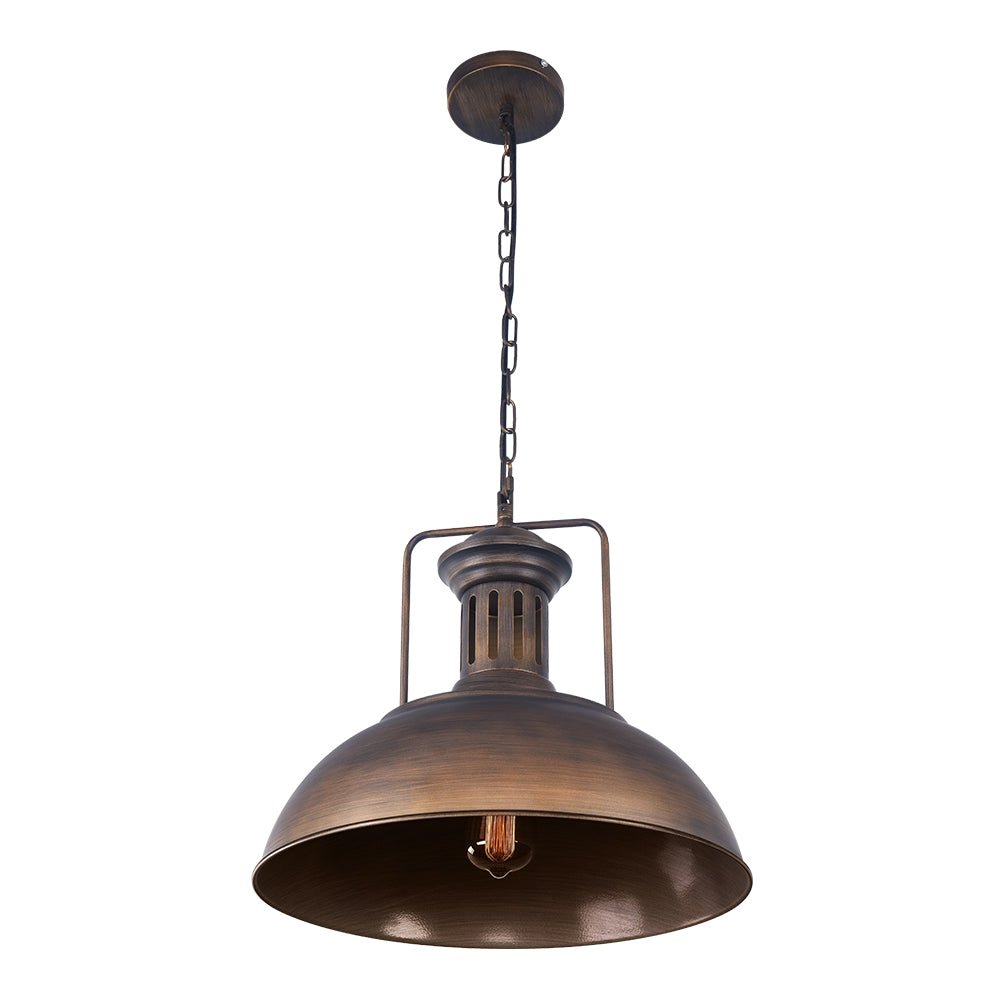 Tobias bronze dome pendant – on white, alternate view