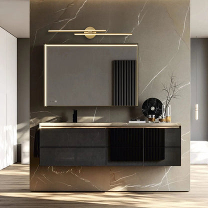 Priscilla linear LED wall light – above a bathroom vanity