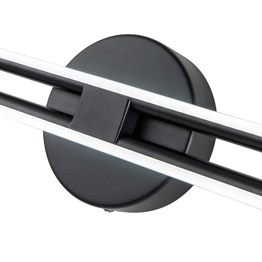 Priscilla linear LED wall light – black wall plate close-up