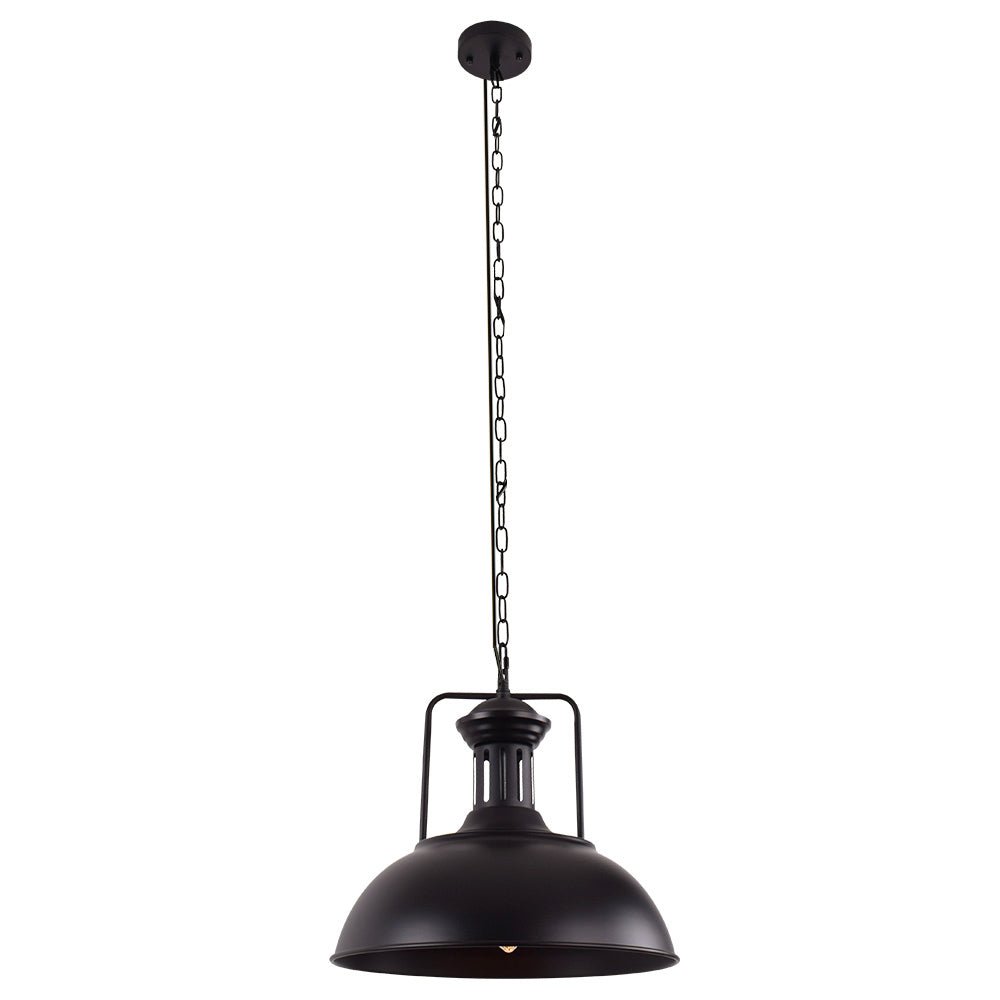 Leopold metal dome pendant light – in black on white