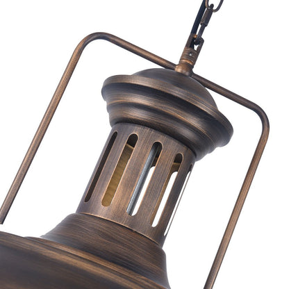 Leopold metal dome pendant light – neck and bail frame close-up