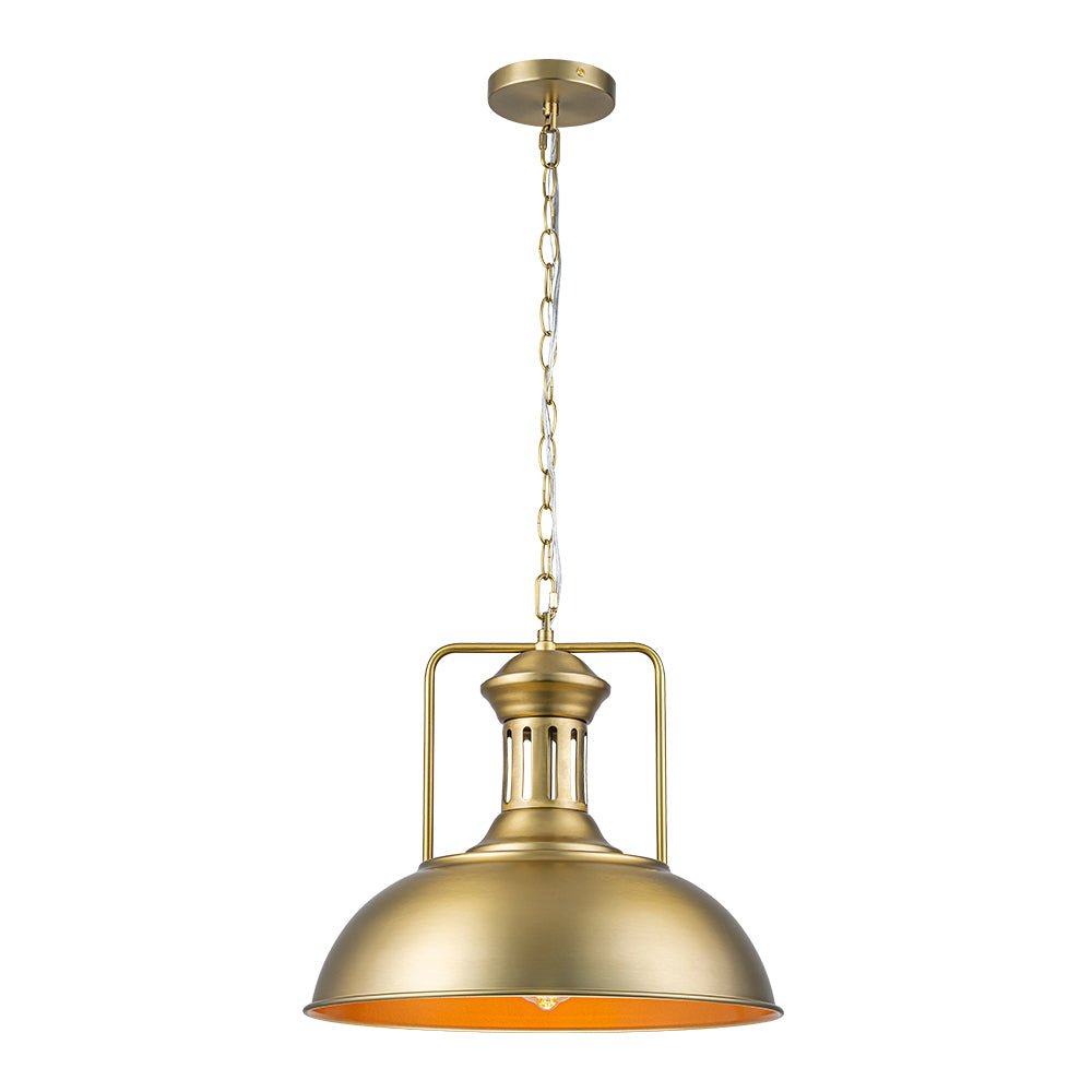 Leopold metal dome pendant light – in gold on white