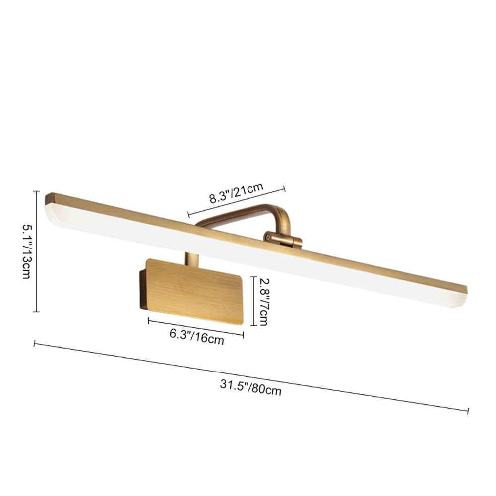 Cosima gold LED vanity light – size diagram, 80 cm