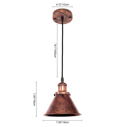 Carlotta copper cone pendant light – size diagram