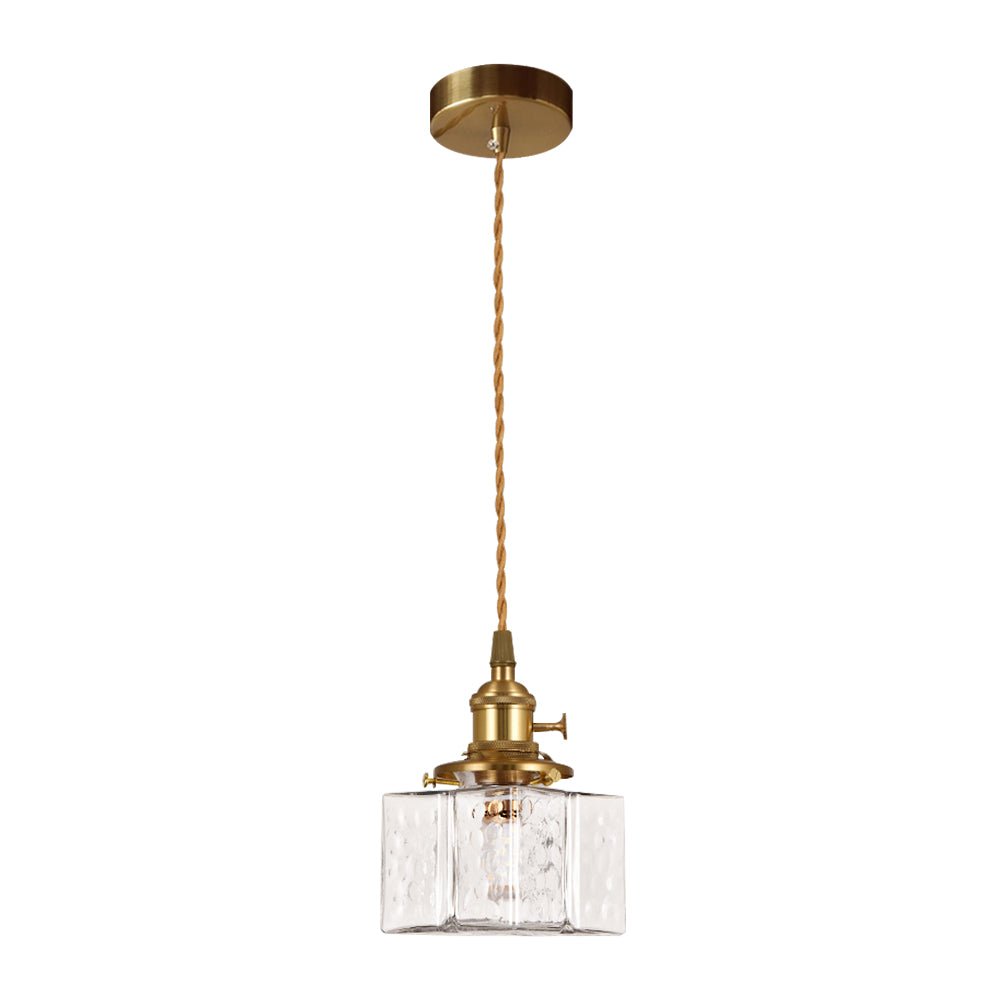 Odette square rippled glass pendant – small shade on white