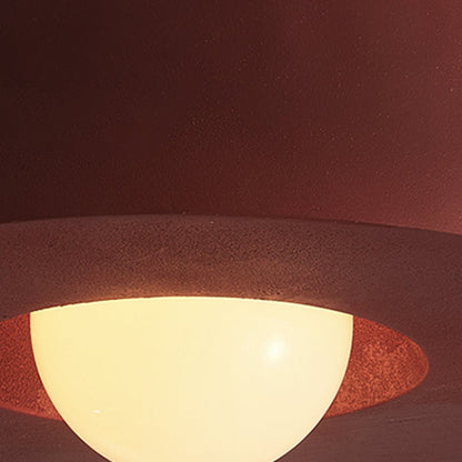Ottilie wabi sabi ceiling light – in red, lit close-up, alternate view