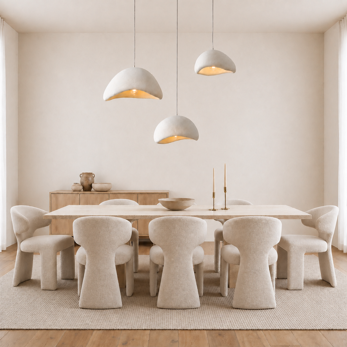 Sabien textured organic pendant light in a styled interior