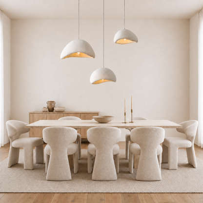 Sabien textured organic pendant light in a styled interior