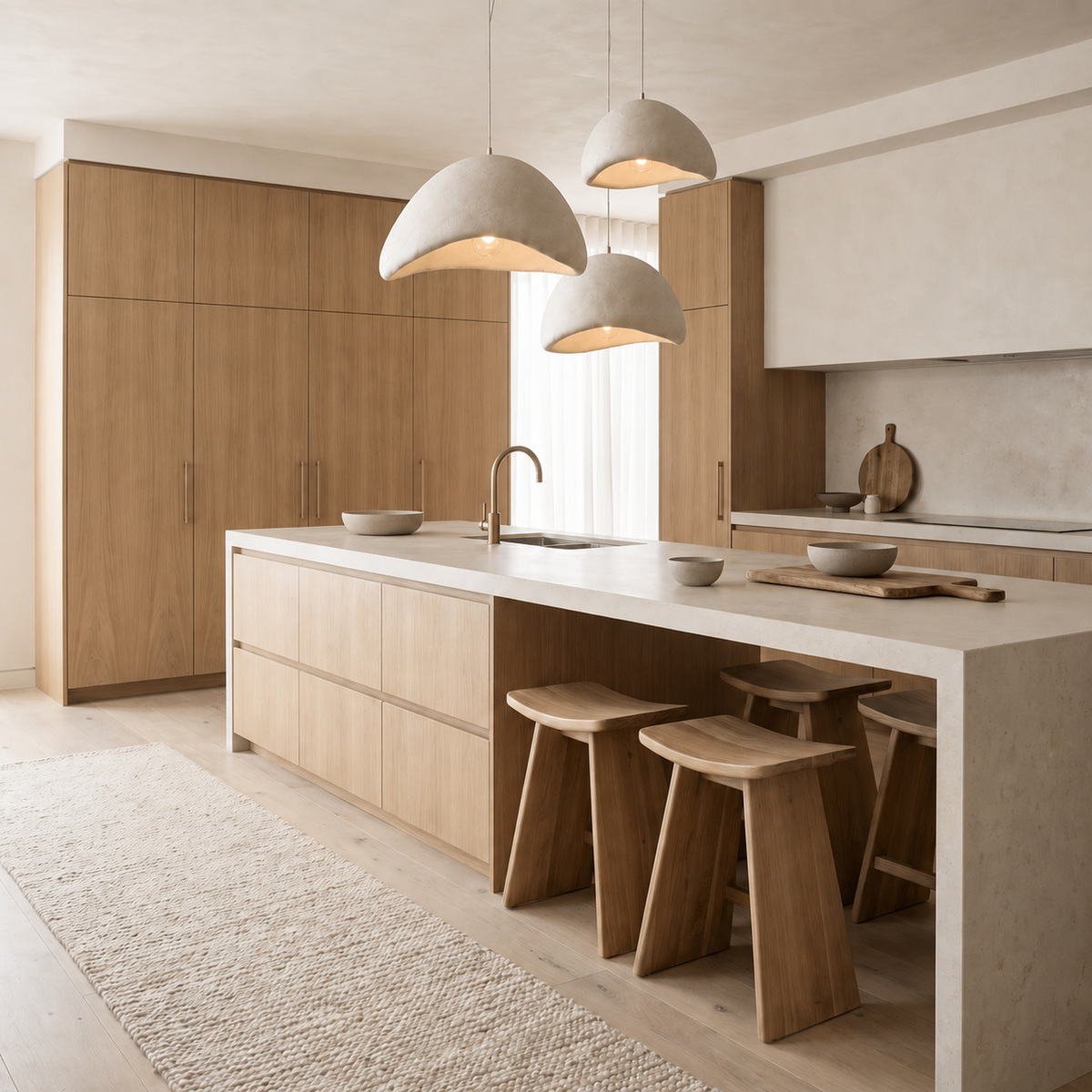Sabien pendant lights above a kitchen island